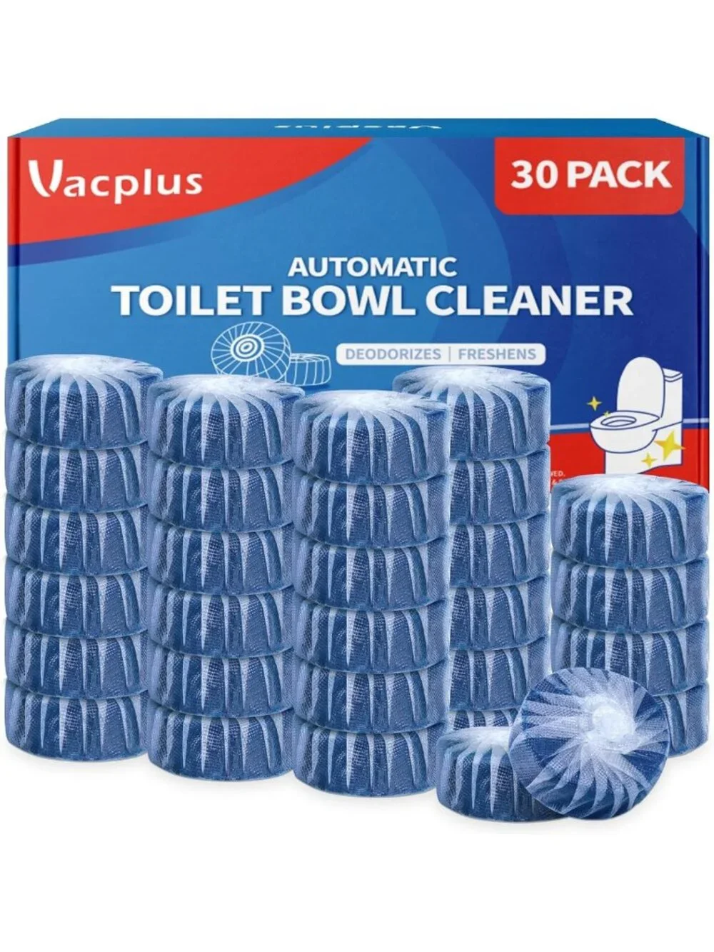 Automatic Toilet Cleaner Tablets 30 Pack - Septic Safe, Powerful Stain
